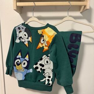 Kids' Green Character Graphic Sweatshirt - Matching Set
